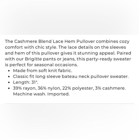 Chico’s Sz 1 Cashmere Lace pullover Sweater - Picture 12 of 12